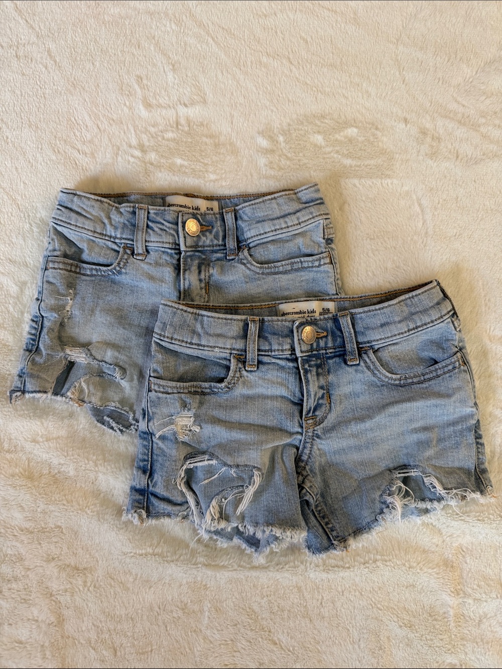 abercrombie kids Light Blue Distressed Denim Shorts Duo - Picture 1 of 7